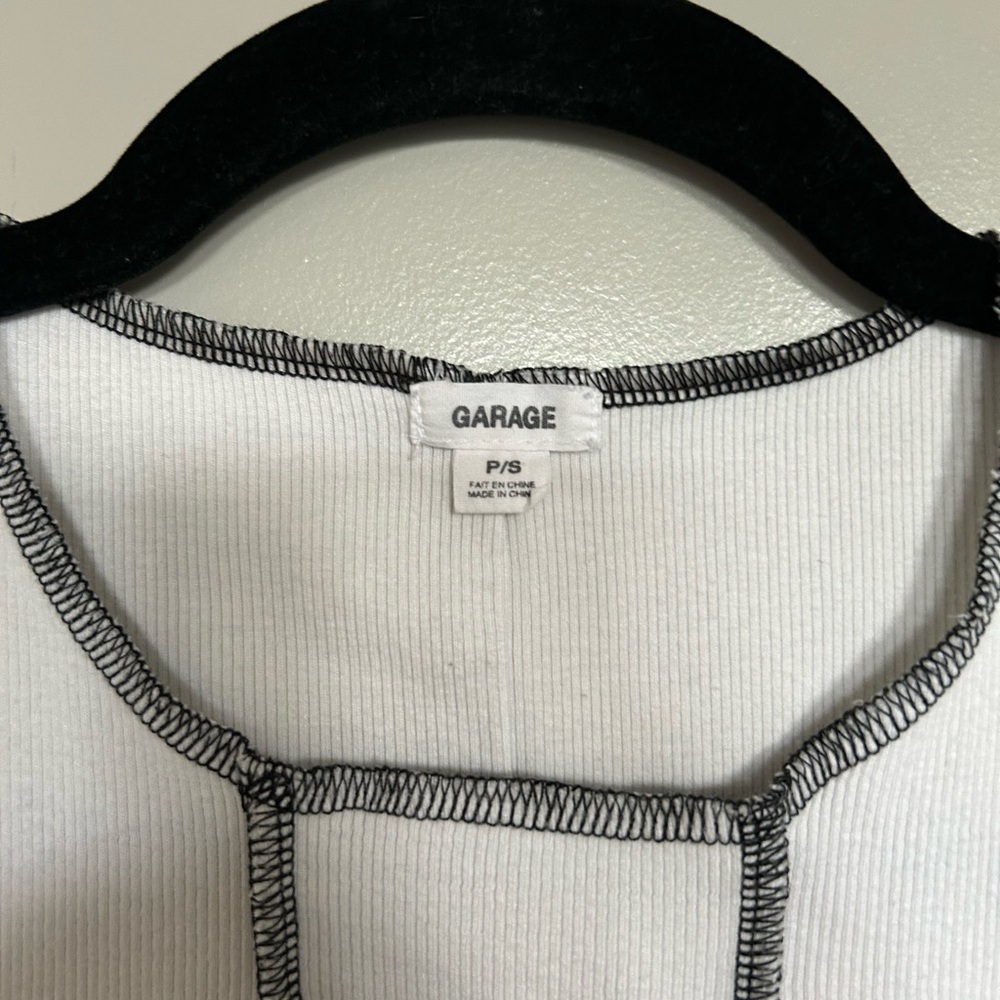 Garage White Fitted Crop Tank Top - Picture 2 of 3